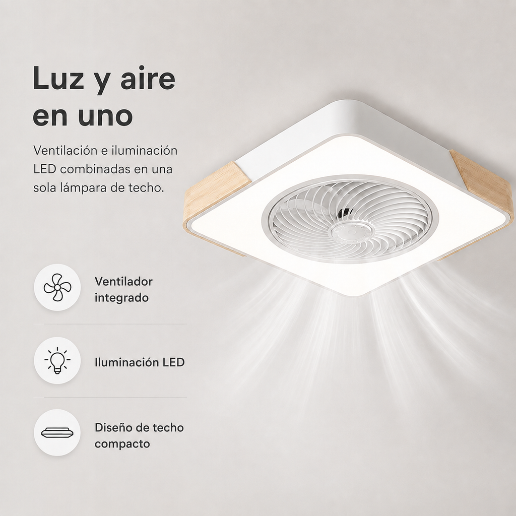 Luz de Ventilador de Techo LED Integrado Sin Aspas