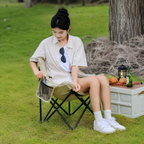 Silla de Camping Plegable Minimalista para Exterior con Respaldo y Cojín Acolchado
