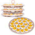 Lisslune | Bandejas de Huevos Endiablados Shindel 3PCS – Transportador Marrón con Tapa, Bandeja Redonda para 22 Huevos, Perfecto para Suministros de Cocina y Hogar