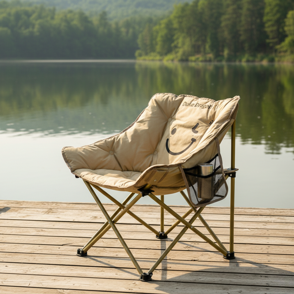Silla de Camping Plegable Minimalista para Exterior con Respaldo y Cojín Acolchado