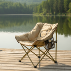 Silla de Camping Plegable Minimalista para Exterior con Respaldo y Cojín Acolchado