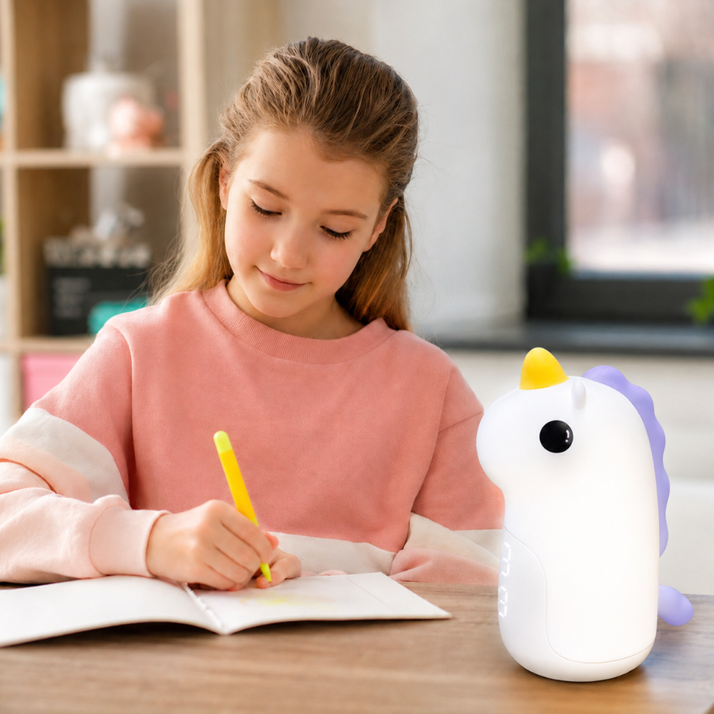 Luz Nocturna LED de Unicornio Mágico y Reloj Despertador para Niños