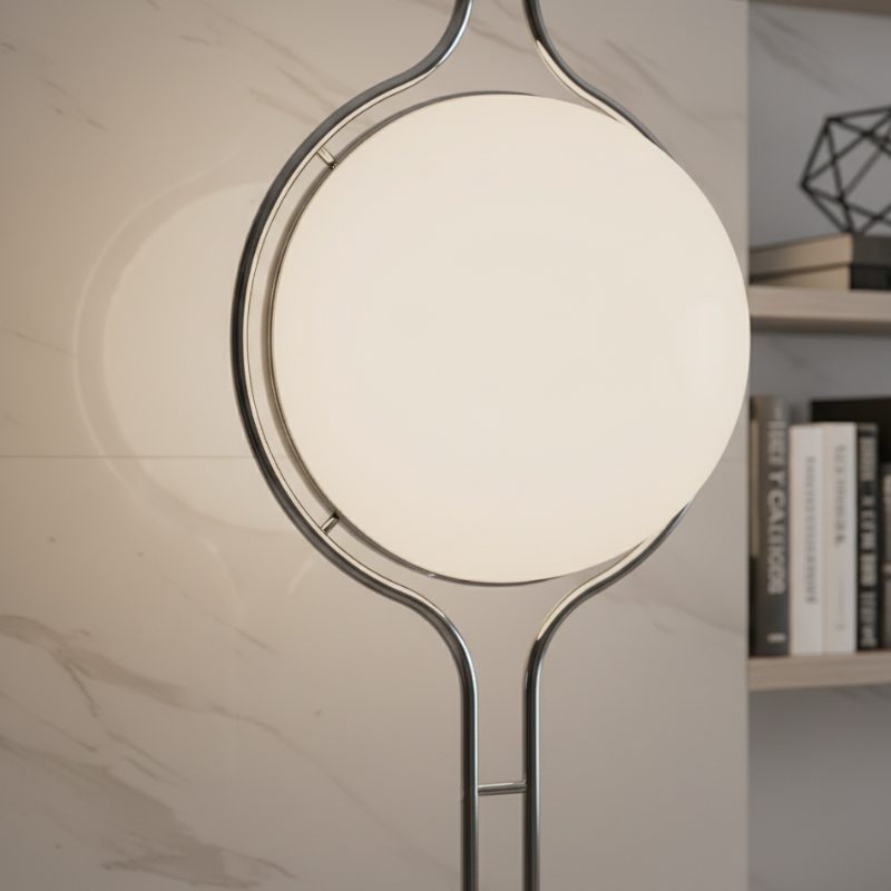 Orbis Linea | Elegante Lámpara de Pie Moderna de Cromo para Decoración de Sala