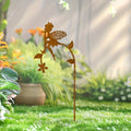 Clavo de Jardín de Metal Hada de Flores en Acabado de Óxido
