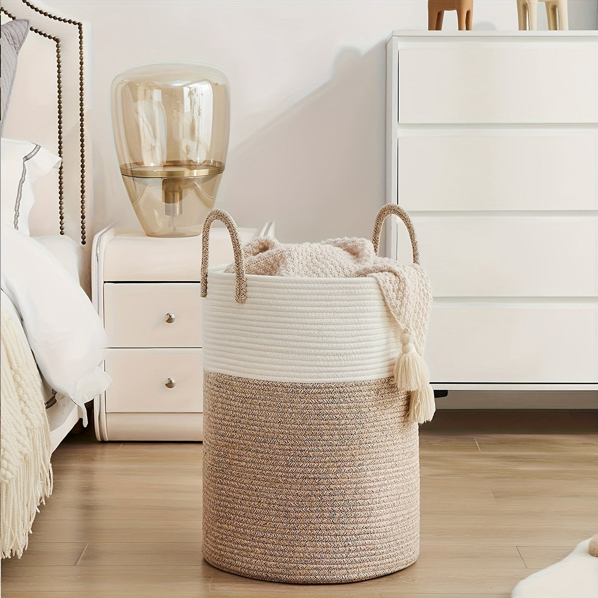 Cesta de Ropa Estilosa de Dos Tonos - Espacio para Más, Práctica y Duradera
