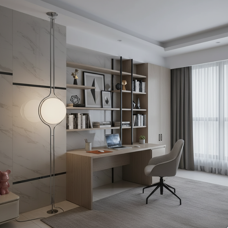 Orbis Linea | Elegante Lámpara de Pie Moderna de Cromo para Decoración de Sala