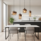 Lámpara de Techo Escandinava NordLuna - F fixture de Luz de Madera con Vidrio Tinteado, Altura Ajustable para Comedores y Espacios Habitables
