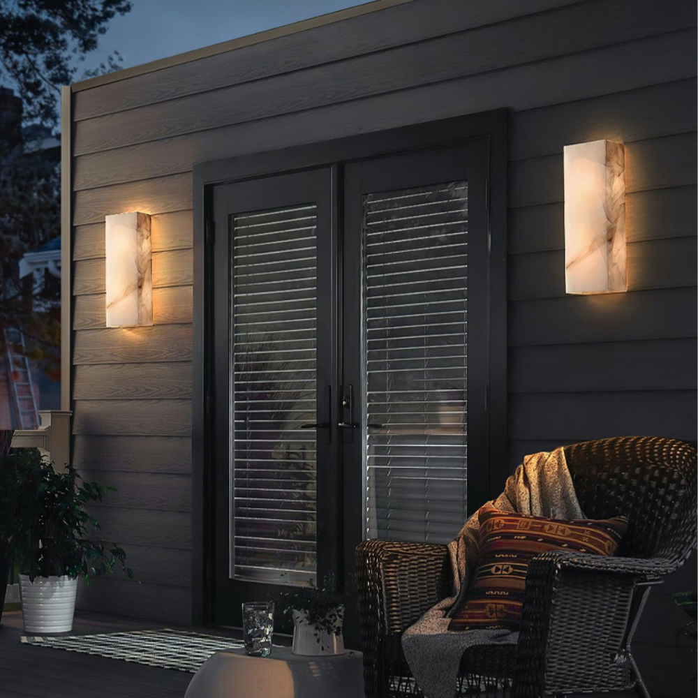 Marbelle - Lámpara de Pared LED de Piedra Natural Moderna para Exterior con Diseño Impermeable