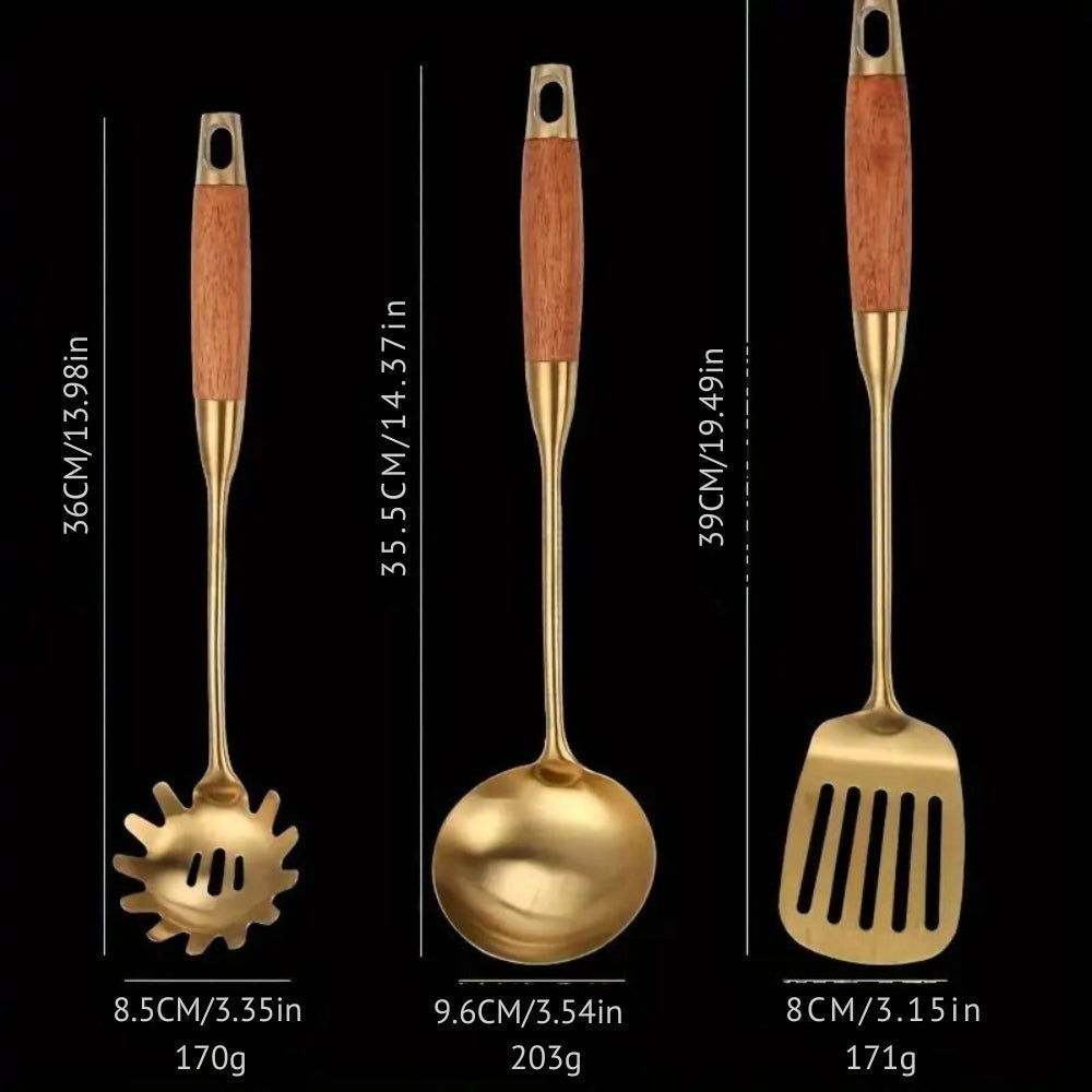 Utensilios de Cocina Dorados a Elección del Chef | Set de 6 piezas