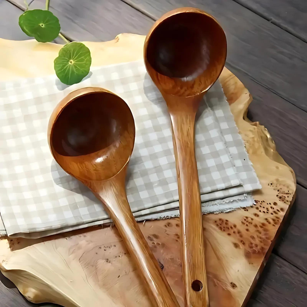 Cuchara de Madera Natural para Sopa - 1ud