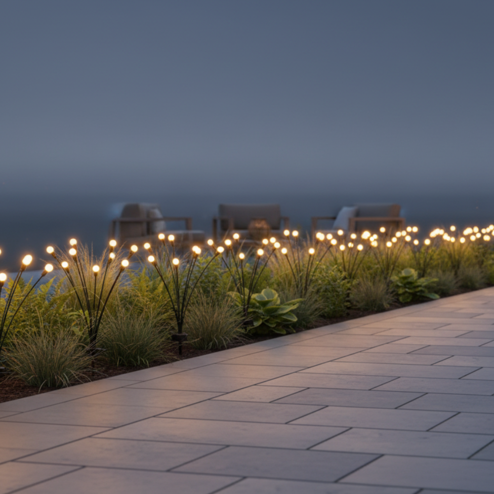 Luces de Jardín Solar Elegantes Firefly | Iluminación Exterior Impermeable con 120 Lúmenes para Jardines o Patios Impresionantes