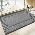 SereneMat - Alfombrilla de Baño Premium de Secado Rápido y Antideslizante con Raya Minimalista