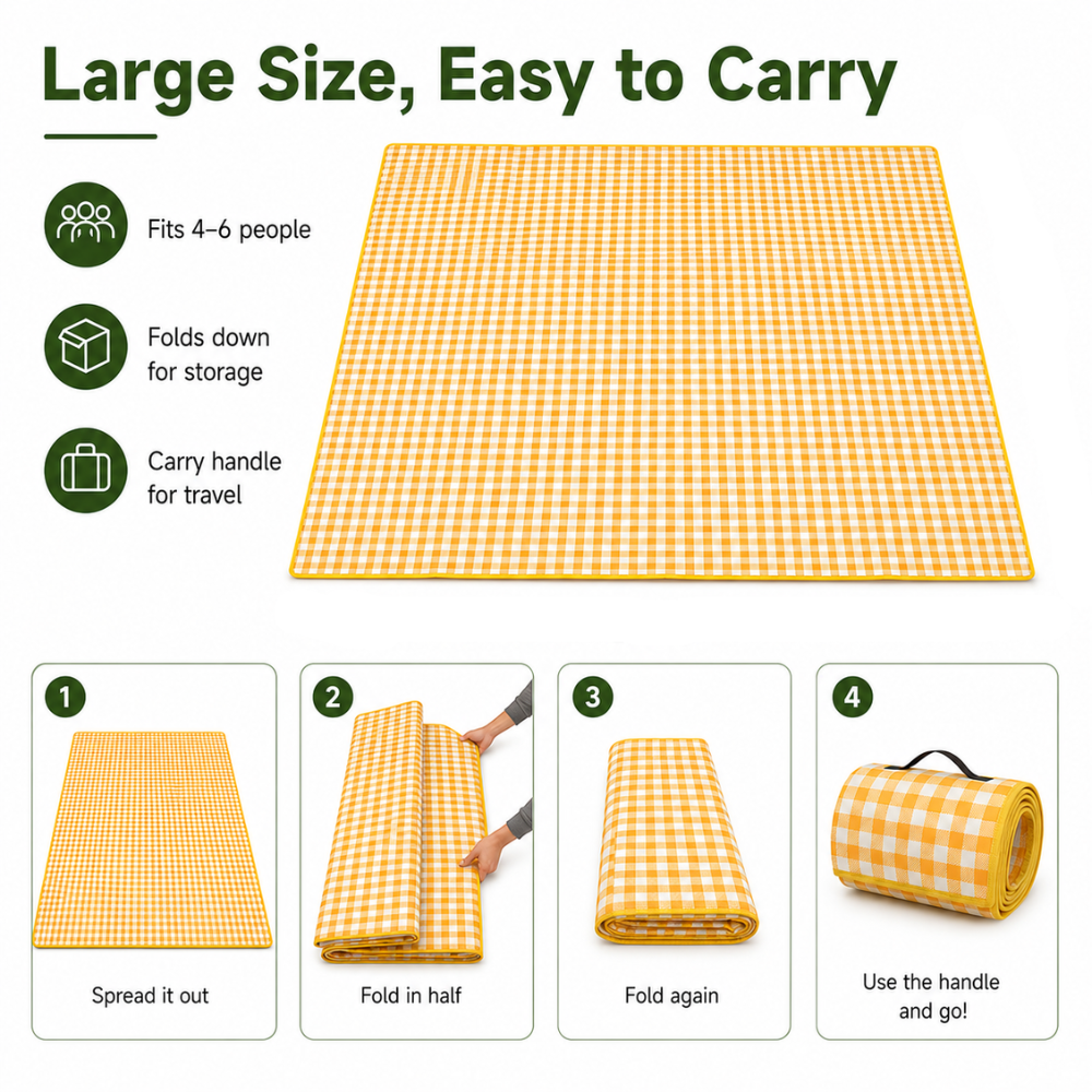 Manta de Picnic Impermeable Plegable con Parte Inferior Aislante