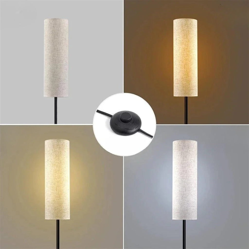 LumiGlow – Lámpara de Suelo Esbelta con Pantalla Cilíndrica para Iluminación Ambiental Suave