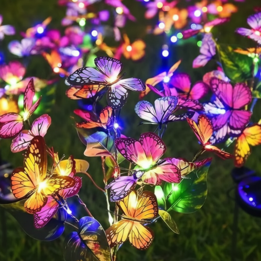 ButterflyGlow | Lámparas de Jardín Solar Coloridas y Elegantes para Patio y Jardín
