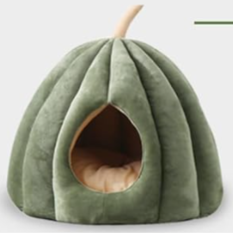 PumpkinPaws | Cama Cerrada Acogedora para Gatos en Invierno