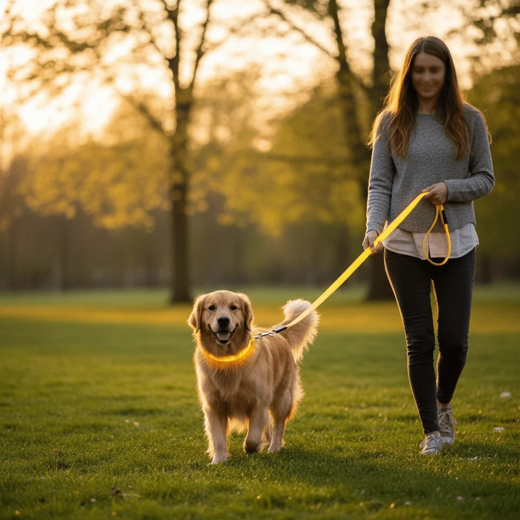 LumaPaw – Correa de perro LED recargable por USB con tira reflectante