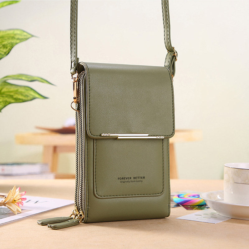 Bolso de cuero anti-robo con pantalla táctil