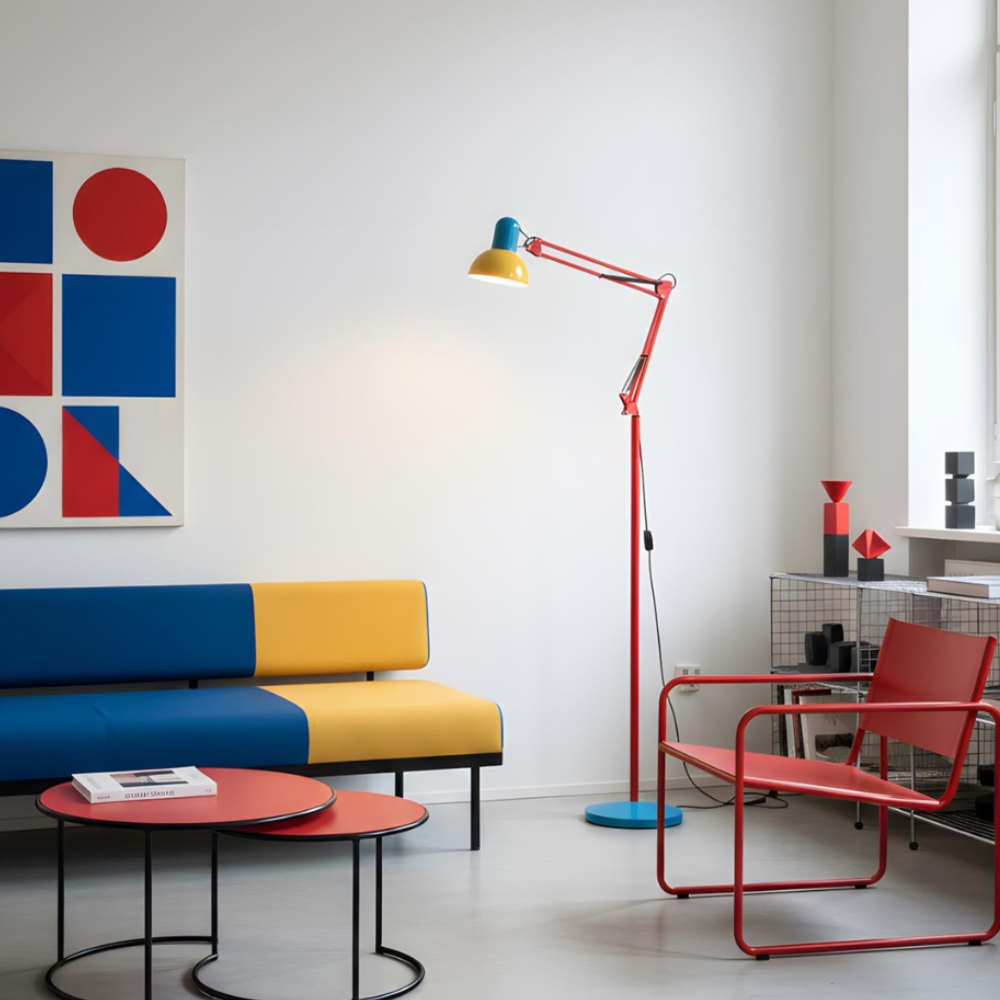 Lámpara de Pie Flexo Memphis | Lámpara de Metal Ajustable Moderna para Sala de Estar
