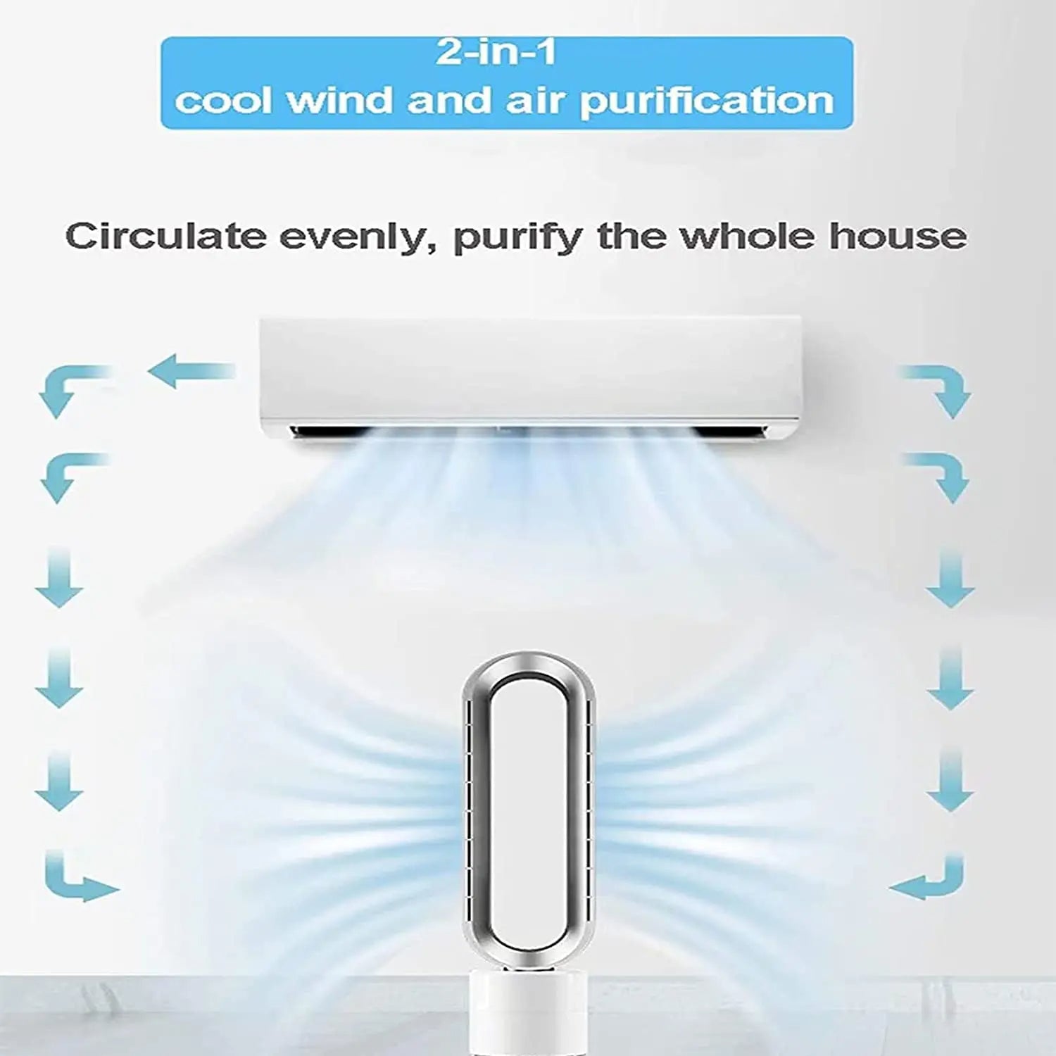 Airpure | Enfriador de aire 3-en-1 con purificador de aire | Oscilación y LED táctil
