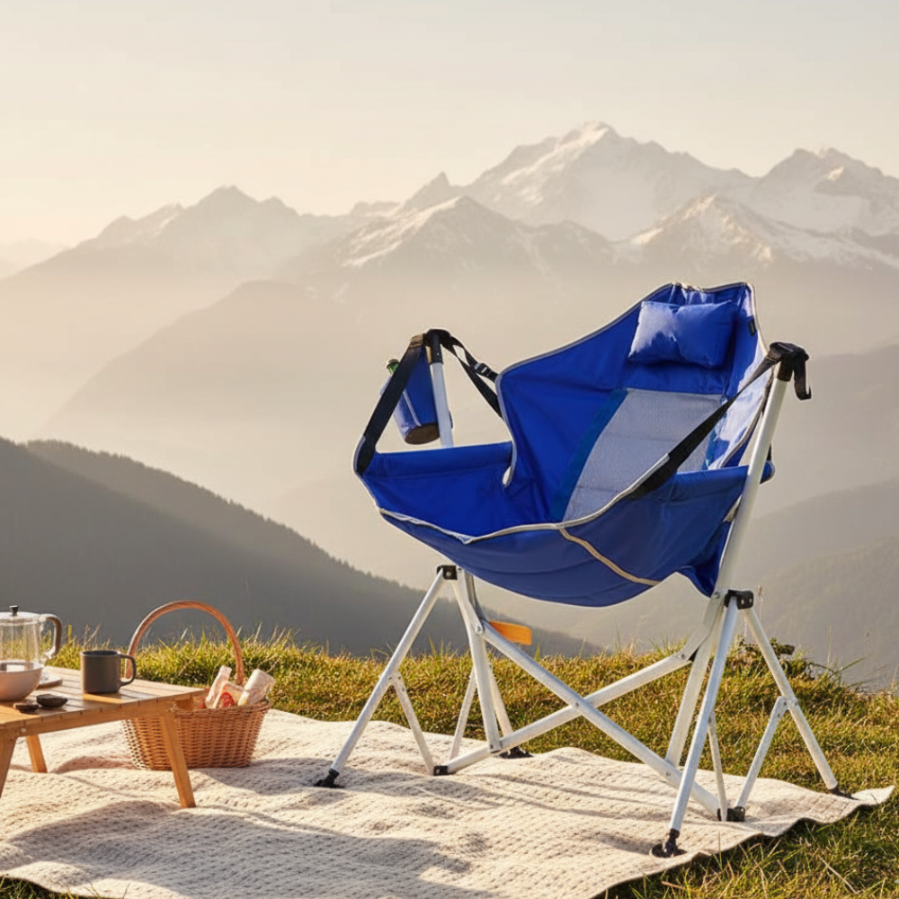 Silla de Camping Plegable Moderna Minimalista con Descansabrazos para Uso Exterior