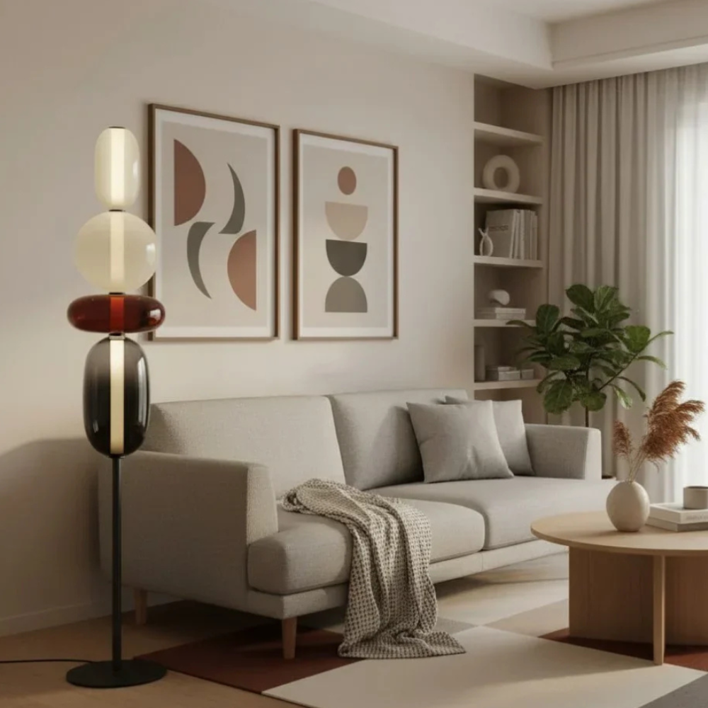 Solenne | Lámpara de Pie Moderna de Vidrio Elegante con Diseño Escultural LED para Salón