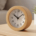 Reloj de Alarma Analógico de Madera Elegante con Movimiento de Cuarzo Silencioso