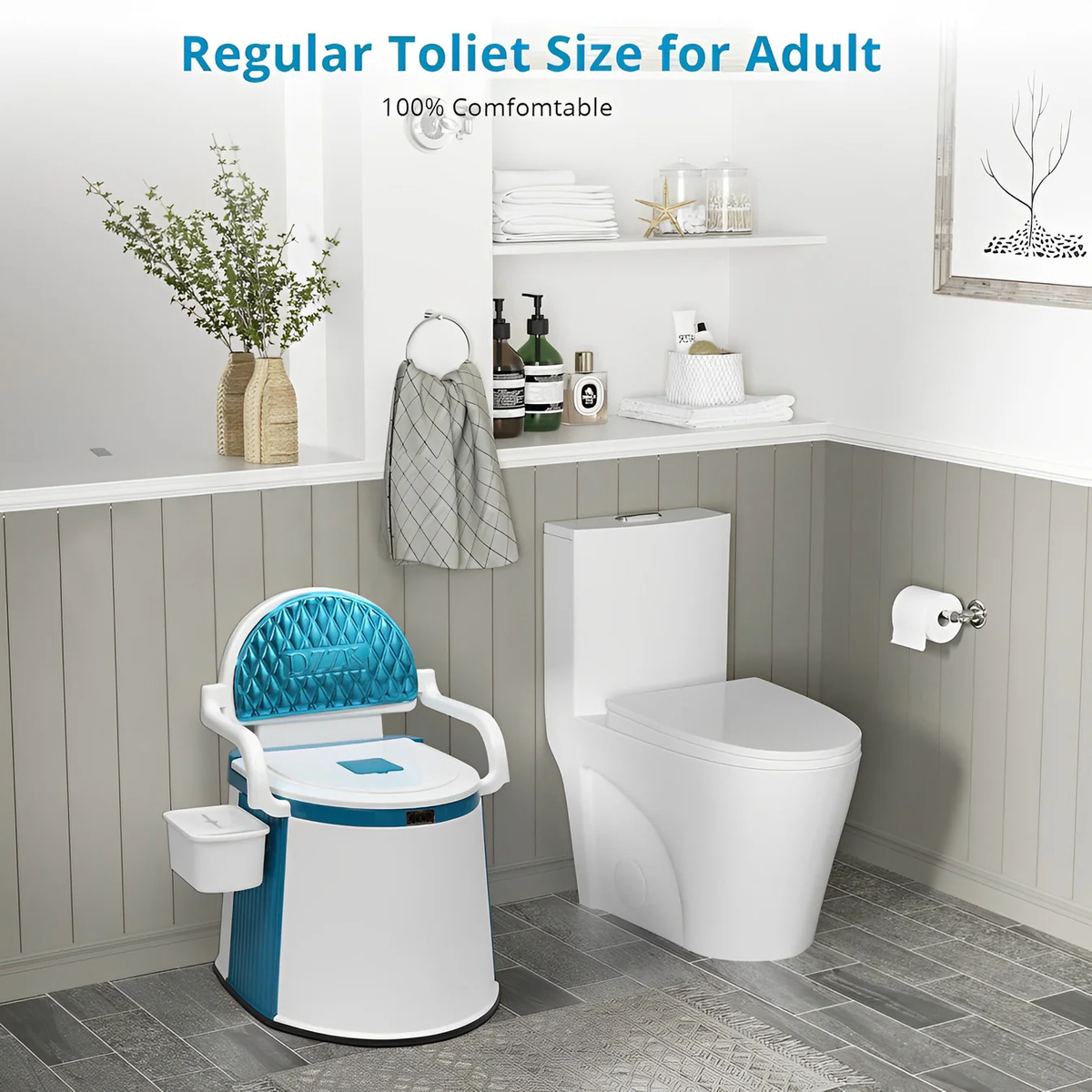 Inodoro portátil para interiores y exteriores con cubo desmontable para adultos y personas mayores