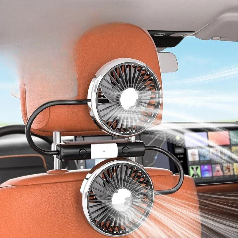 Ventilador de Coche USB con Cabezas Rotativas Dobles