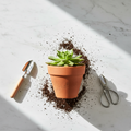 Maceta pequeña de terracota con orificio de drenaje