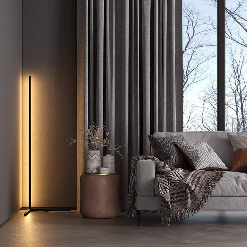 Lámpara de Pie LED Minimalista con Modos de Luz Regulables y Diseño Lineal Moderno
