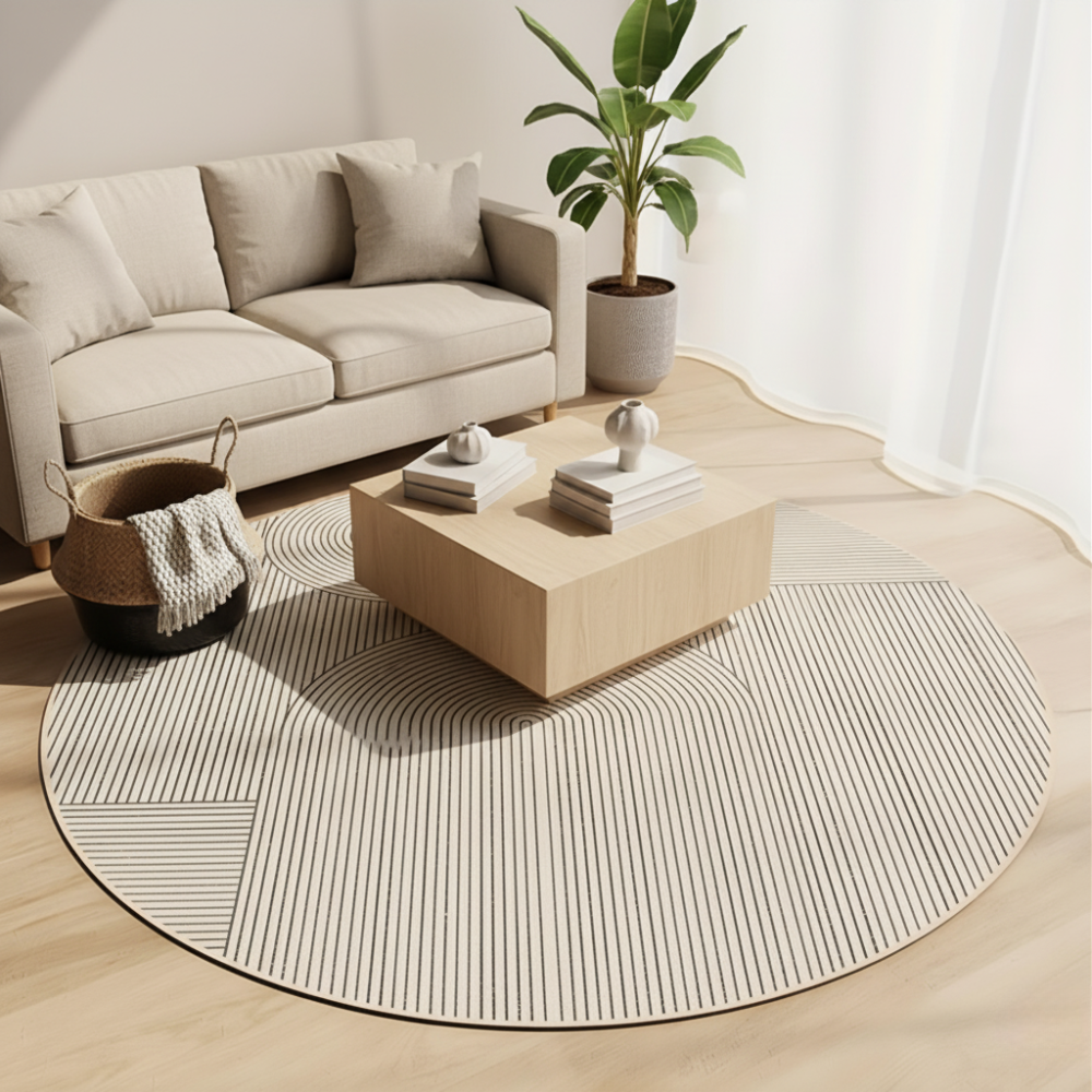 Nordelle - Elegante Alfombra Redonda Antideslizante, Suave Diseño Escandinavo para Sala de Estar