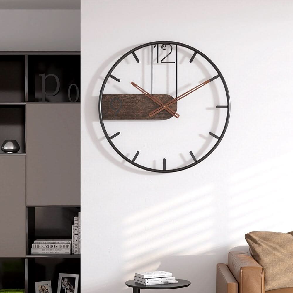 Reloj de Pared Grande Redondo de Metal Horium para Interiores Modernos con un Toque Elegante