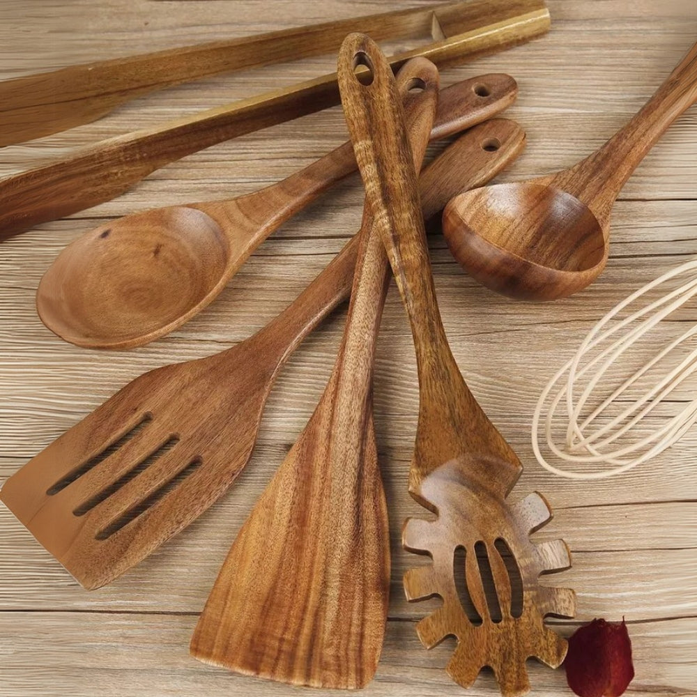 Utensilios de Cocina de Madera Premium | 7 Sets