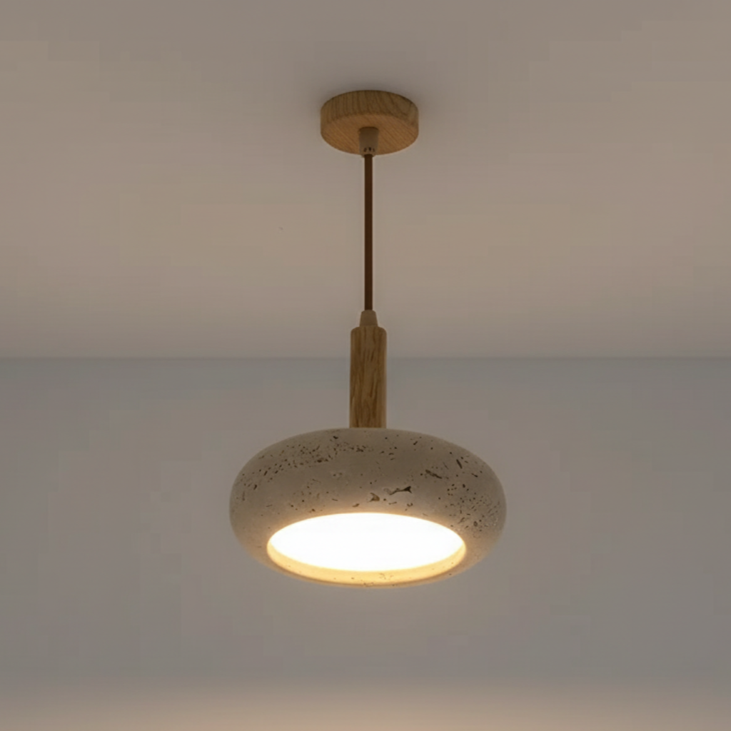 Luz Colgante Halo de Piedra - Iluminación de Cocina Ajustable con Diseño Etéreo