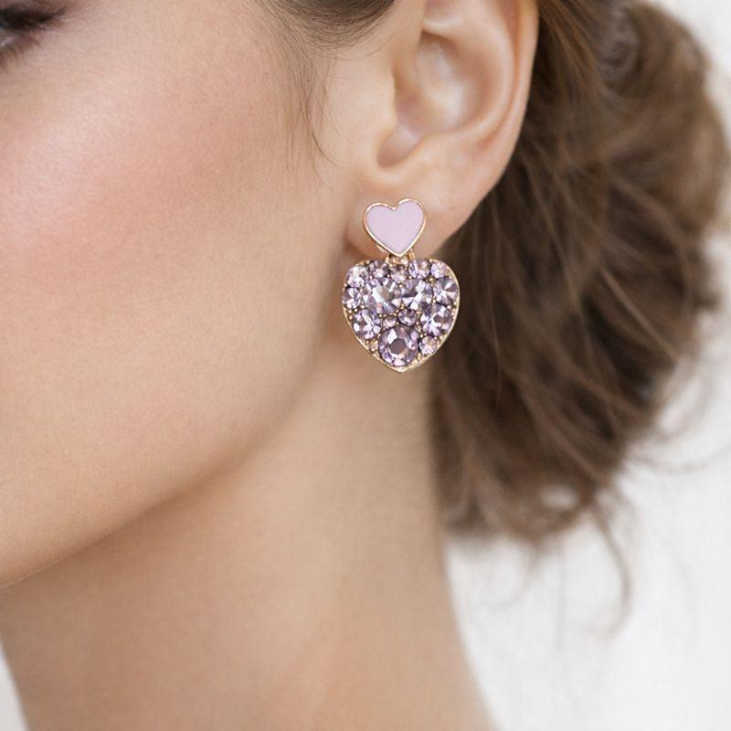 Poppy – Pendientes de Corazón de Moda con Diseño de Diamante