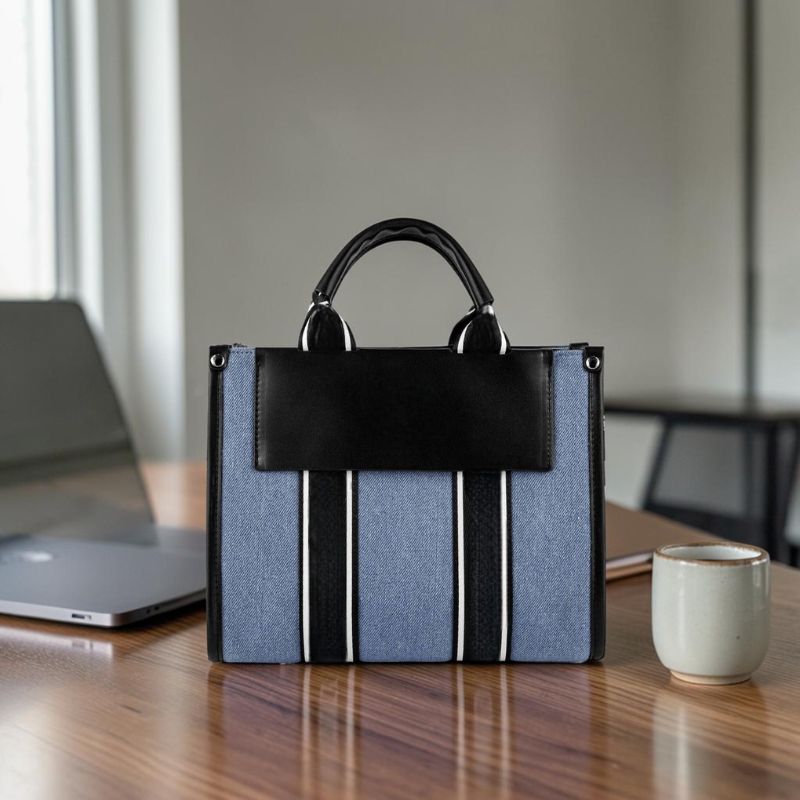 Bolso de Mano con Bolsillo con Cremallera y Doble Asa