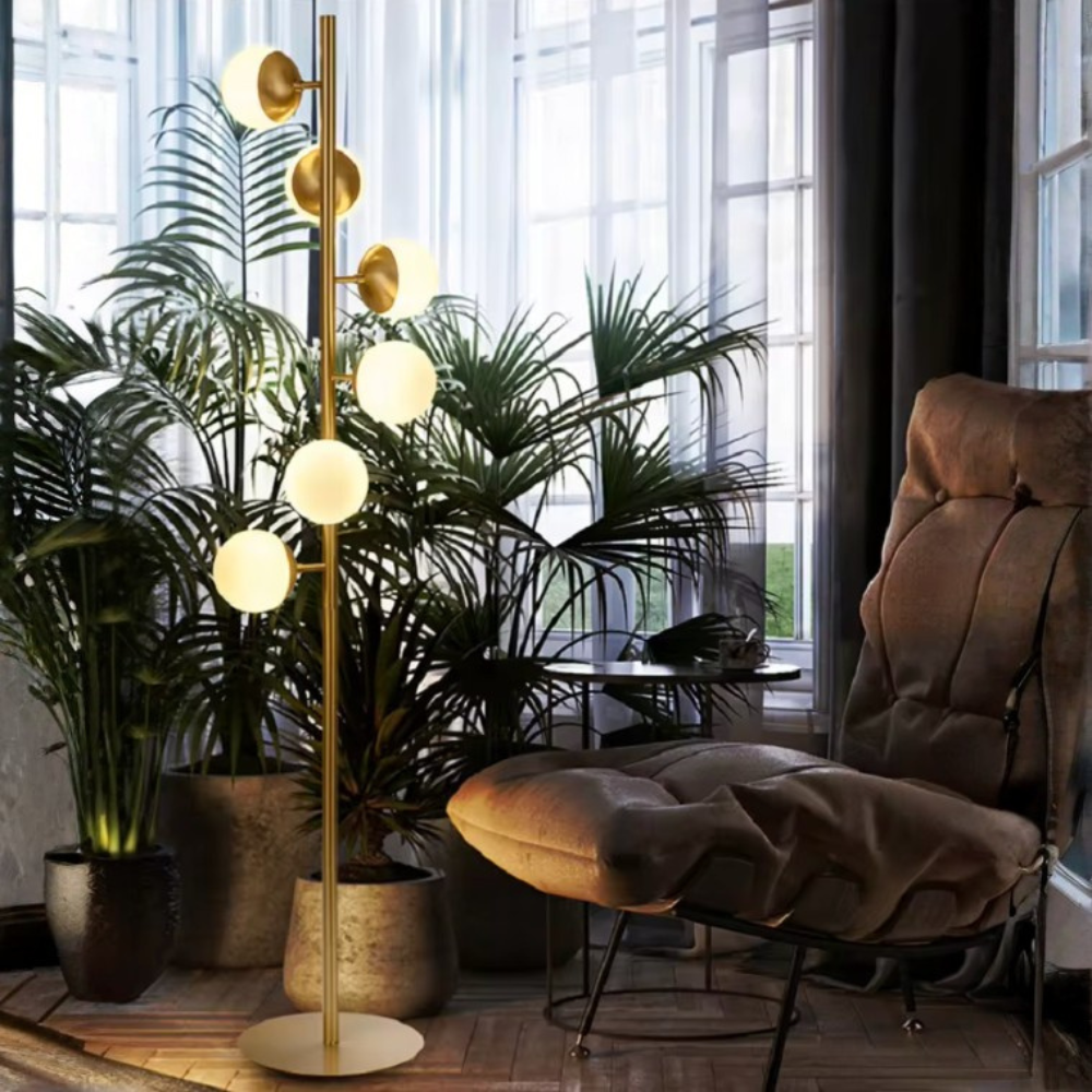 SylvaraTree | Lámpara de Mesa y de Suelo Moderna y Elegante en Dorado para Decoración de Salón