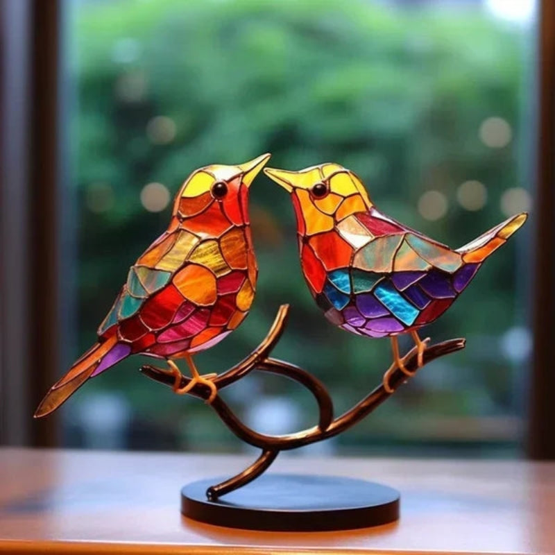 FeatherArt – Escultura de Pájaro Doble Cara para Decoración de Escritorio