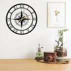 TimeCompass – Reloj de Pared Redondo con Diseño de Brújula y Mecanismo Silencioso