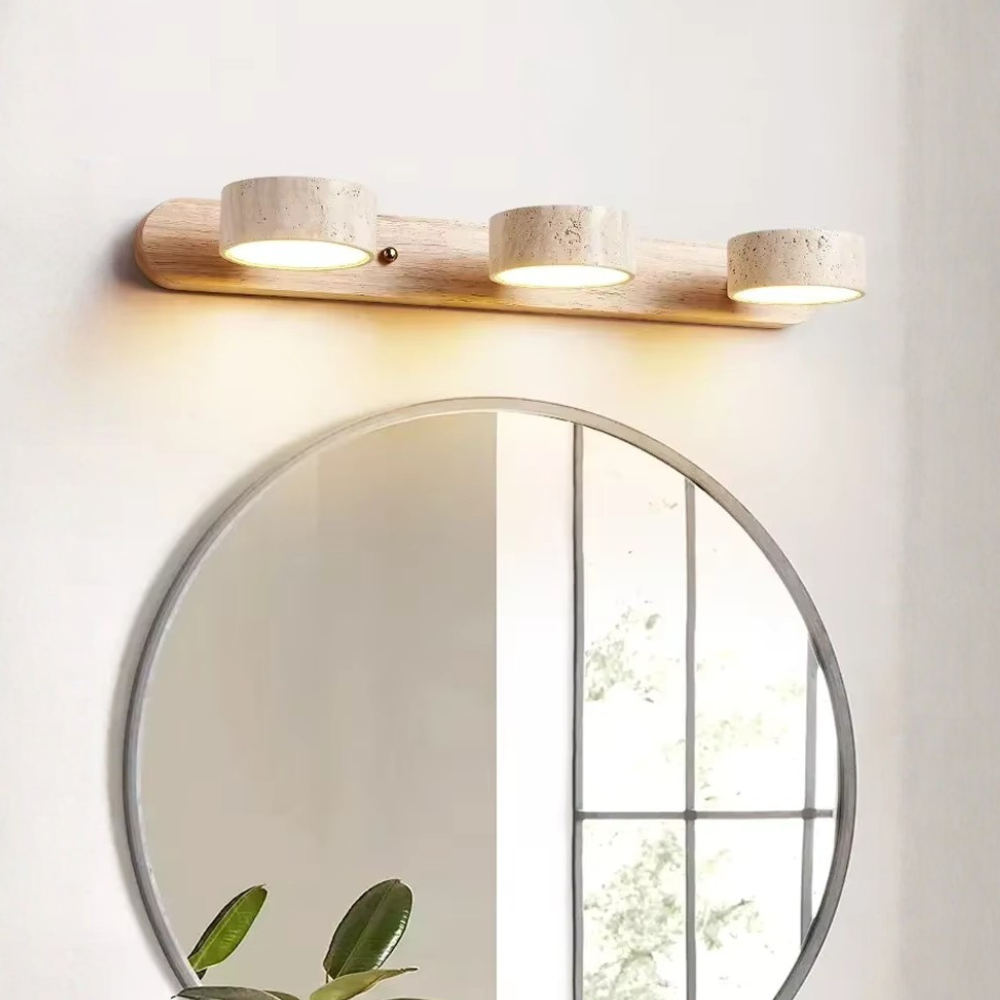 Aplique de Pared de Travertino Elegante con Focos Ajustables