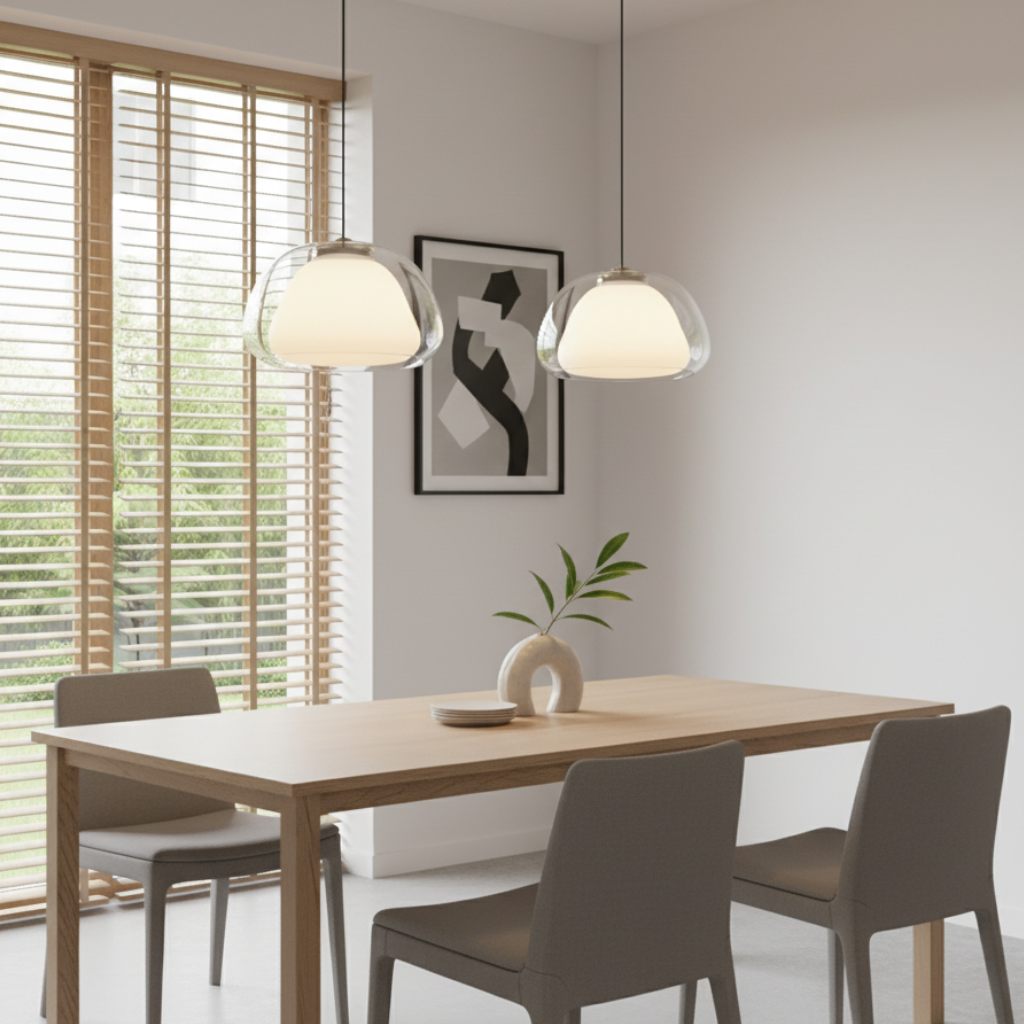 Lámpara Colgante de Vidrio Moderno - Diseño de Cúpula Ajustable para Isla de Cocina