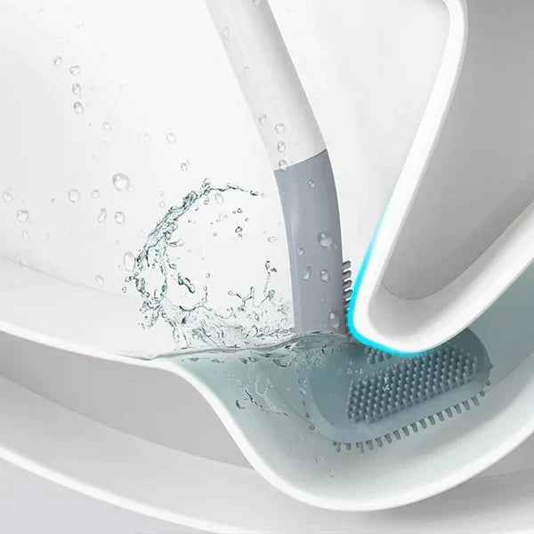 HygieneSwipe – Cepillo de inodoro flexible con cabeza plana y soporte de pared para una limpieza libre de bacterias