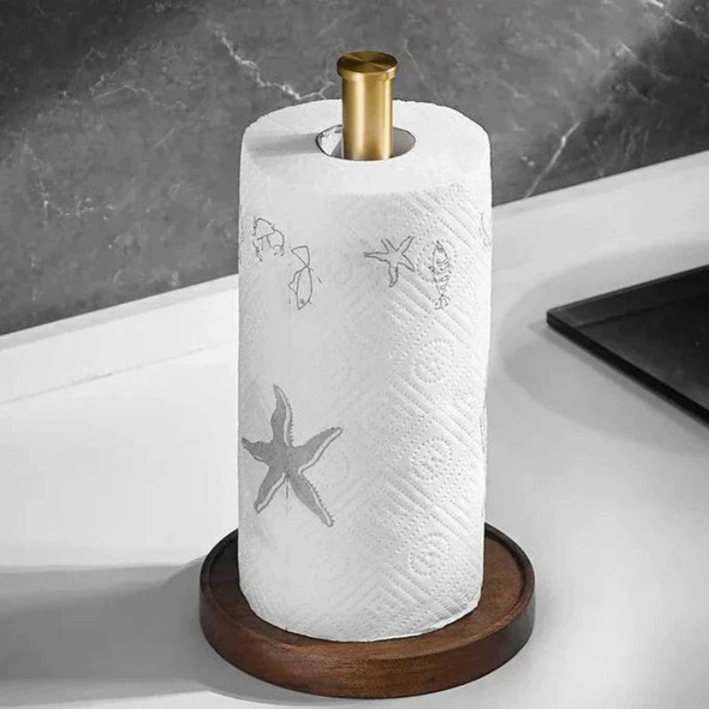 WalnutCraft – Soporte de Papel de Nuez Hecho a Mano con Acero Inoxidable