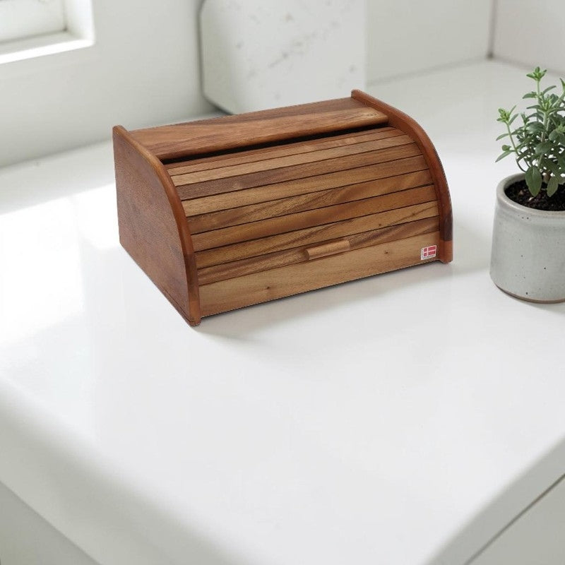 Caja de pan de madera para organización de cocina