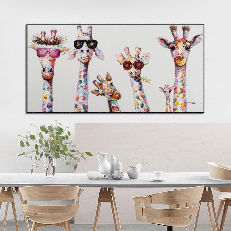 Giraffes de dibujos animados - Arte en lienzo para pared