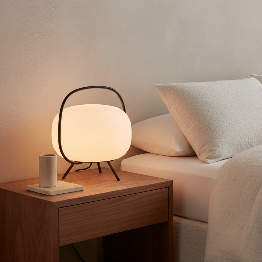 KumoLight | Lámpara de Mesa de Vidrio Esmerilado Minimalista y Elegante para Iluminación Ambiental