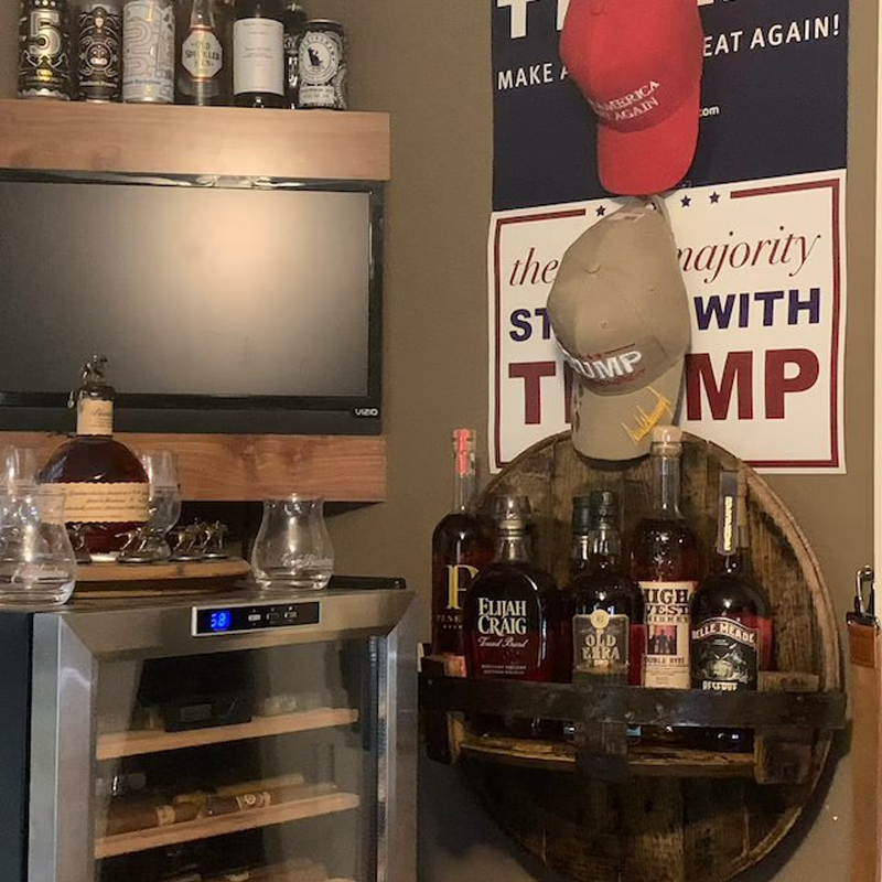 Estante de Pared de Barril de Whisky | Diseño de Madera Maciza Rústica | Redondo