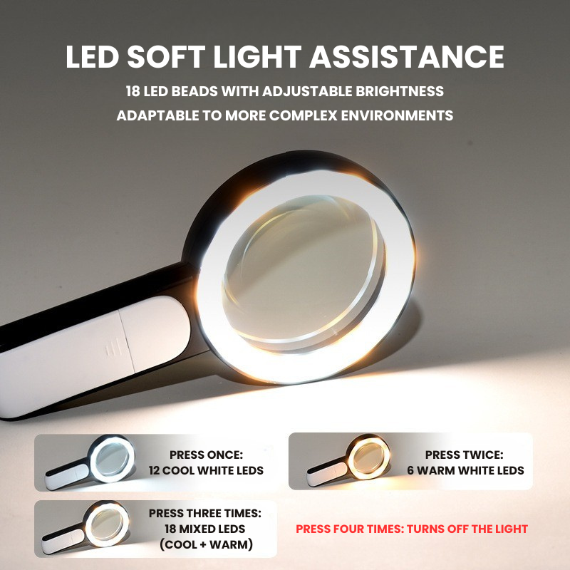 Lupa con Iluminación LED y Niveles de Luz Ajustables para una Lectura Clara