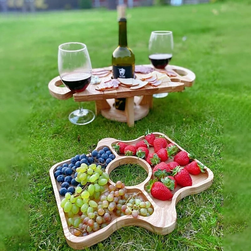 Mesa bandeja plegable para servir bocadillos al aire libre